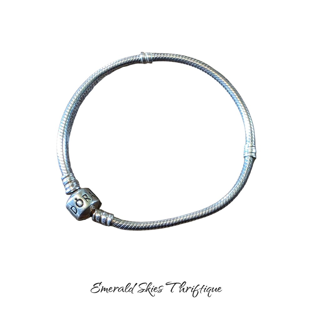 PANDORA STERLING SILVER BARREL CLASP CHARM BRACELET 925 ALE 7.5 inch free ship